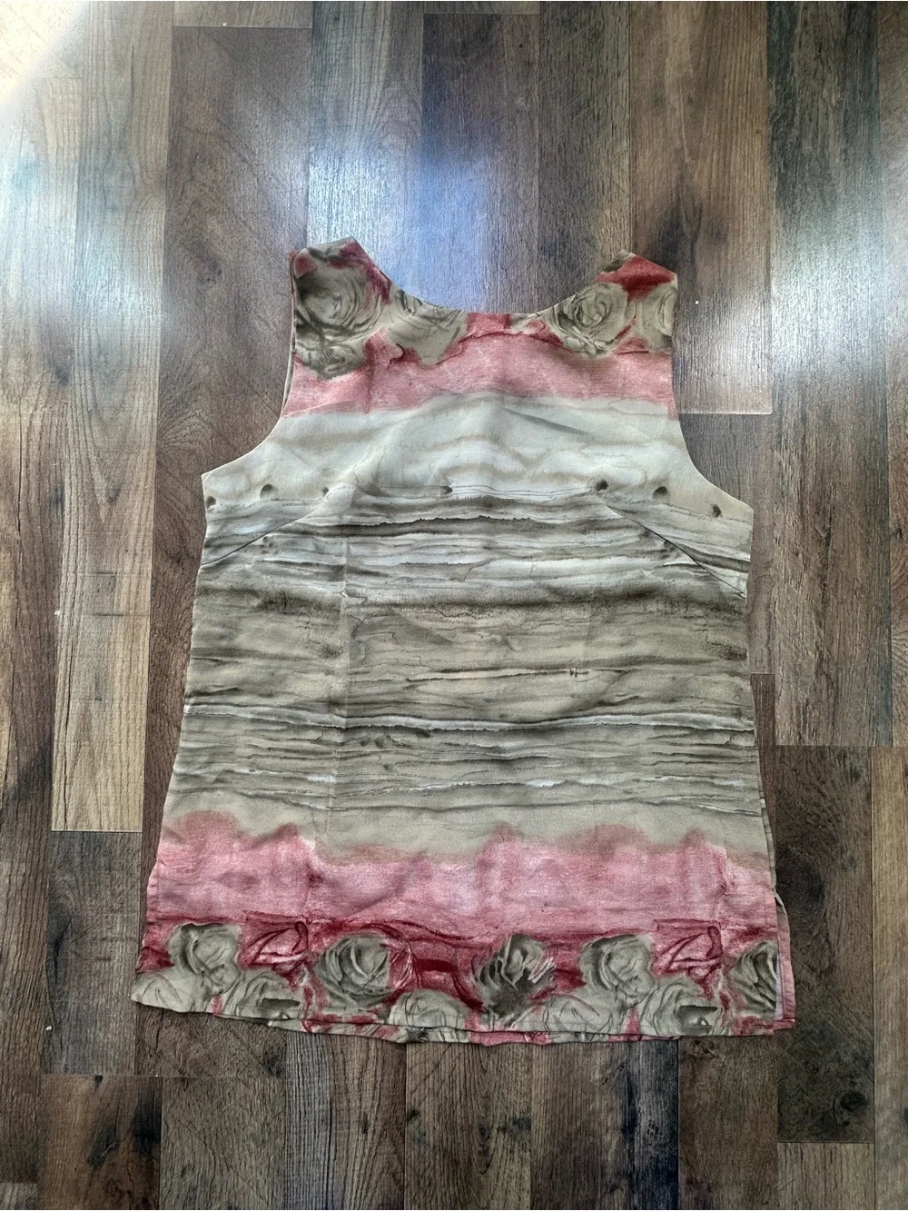Women's Sleeveless Floral Stripe Matching Set in Pink and Beige